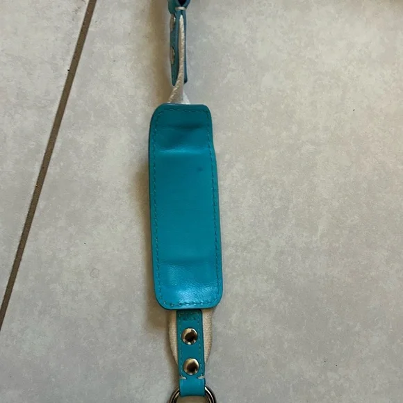 Coach Legacy Scribble Canvas Shoulder Bag with blue leather trim - Picture 4 of 9